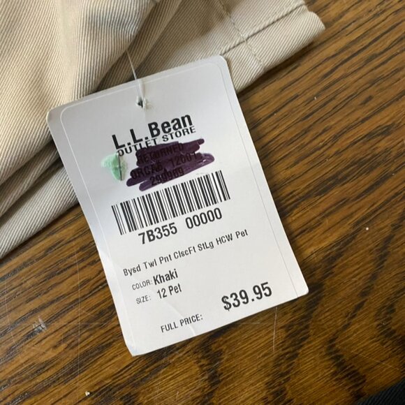 (2) pair L.L. Bean Classic Fit Chino Pants black and khaki size 12P NWT women's - Picture 14 of 16